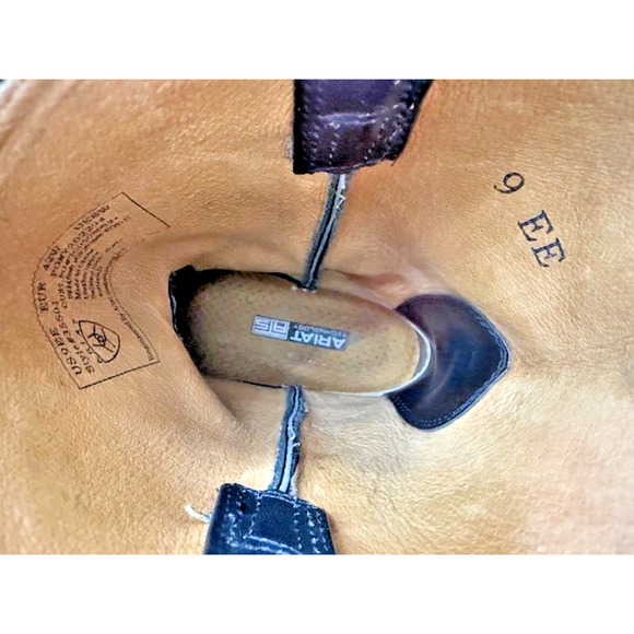 VINTAGE ARIAT 35501 Heritage Roper Black Leather Cowboy Western Mens Boot 9 EE - Picture 10 of 16